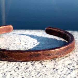 Copper Gift for Man Engraved Copper Bracelet Personalized Bracelet Heavyweight Copper Mens 7th 22nd Anniversary Copper Bracelet for Men image 2