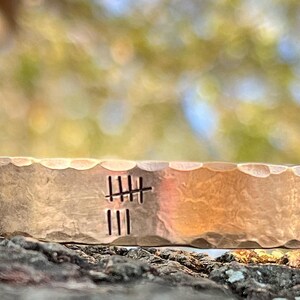 Bronze 8th Anniversary Bracelet: Hand Engraved Tally Marks Cuff