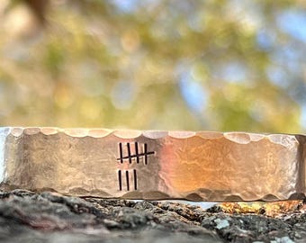 Bronze 8th Anniversary Bracelet: Hand Engraved Tally Marks Cuff