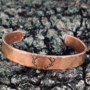 Deer Antler Engraved, Stag, Personalized Gifts, Hunter Bracelet, Outdoorman Gift, Woodsman Gift, Men's Copper Bracelet image 3