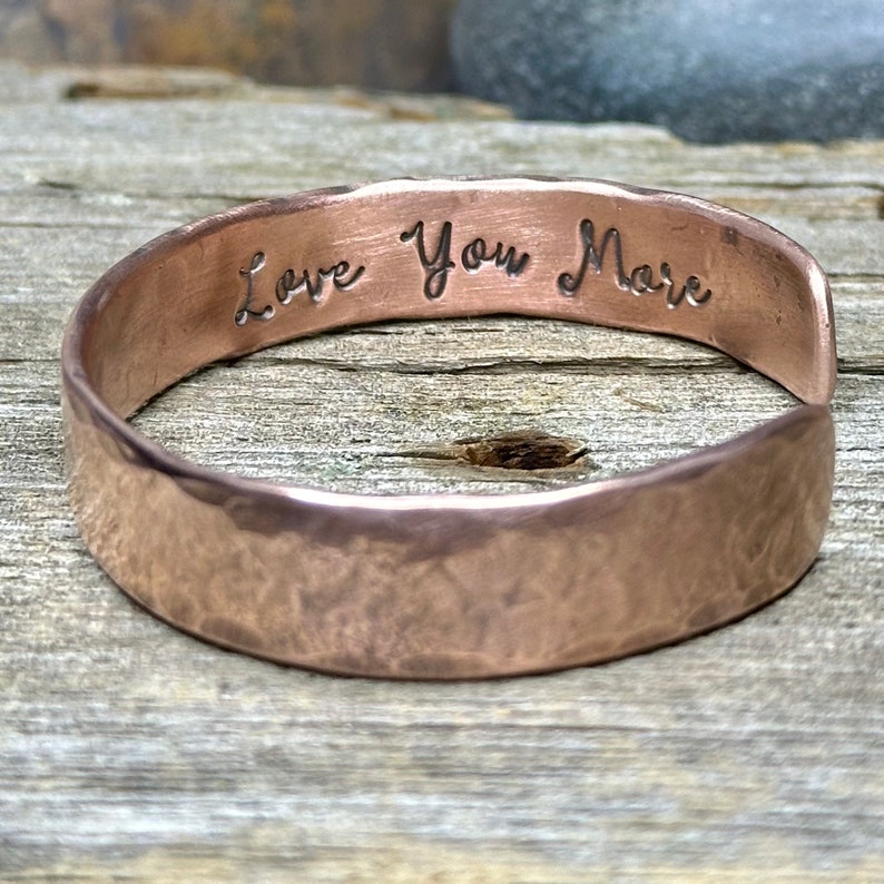 Heart Copper Cuff Bracelet, Valentines Day Gift for Her, Handmade Bracelet, Custom Made, Engraved, Solid Copper Bracelet image 3