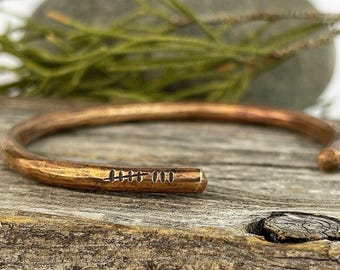 8th Anniversary Bronze Cuff Bracelet: Personalized Tally Mark Gift