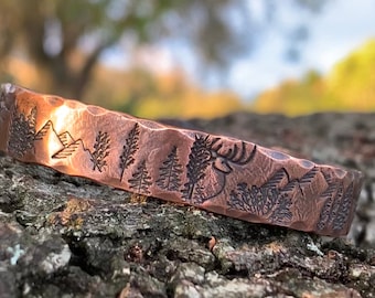Deer Bracelet, Stag, personalized copper cuff bracelet, personalized gifts