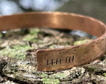 8th Anniversary gift for women, Bronze Anniversary Present, 8 years, Bronze Bracelet, Tally Marks