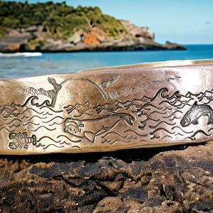 Handmade Copper Ocean Bracelet: Sea Turtle, Shark, Whale Design