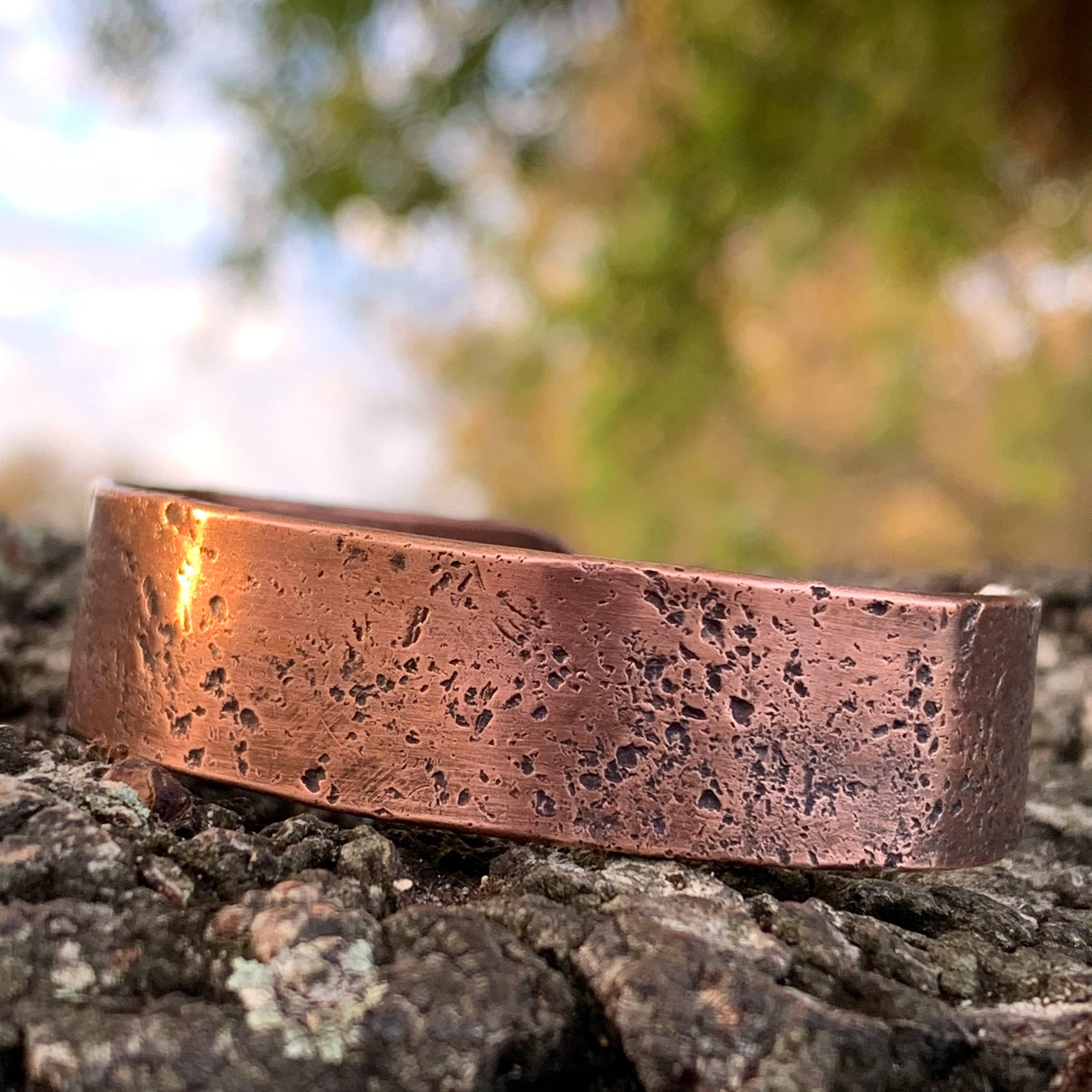 Concrete Finish Mens Copper Cuff Bracelet Copper Anniversary Etsy