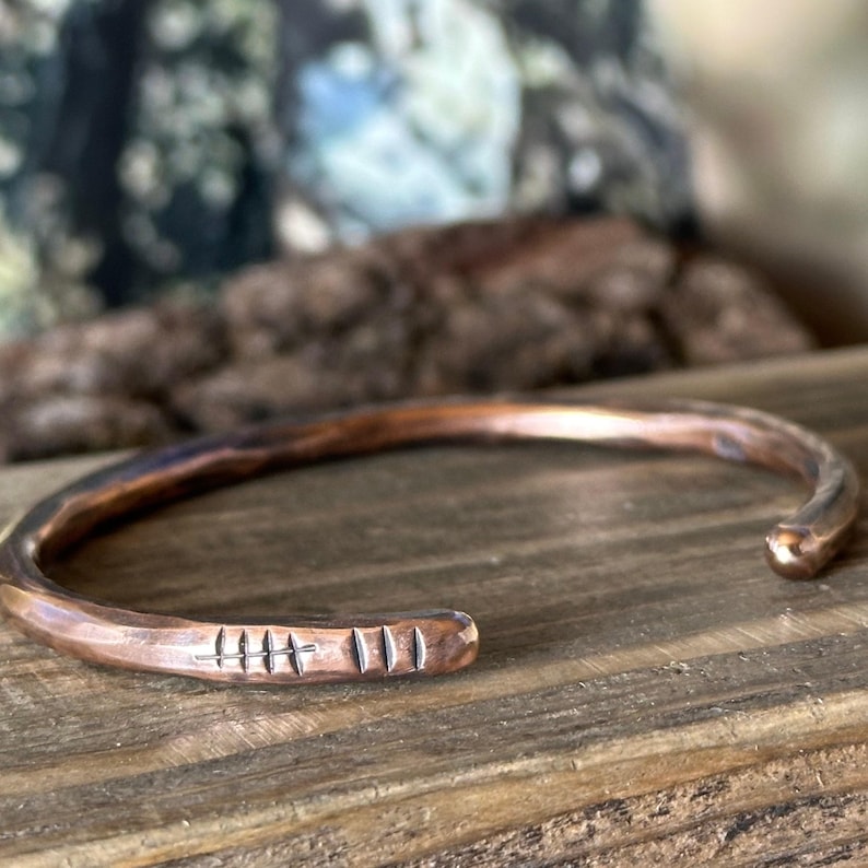 8th Anniversary gift for women, Bronze Anniversary Present, 8 years, Bronze Bracelet, Tally Marks image 6