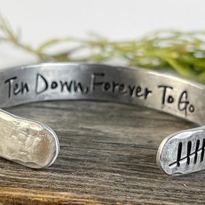 10 Year Anniversary Gift for Wife, Cuff Bracelet, 10 year tally, Aluminum Anniversary Gift, 10 Year Anniversary, 10 Year Jewelry Gift