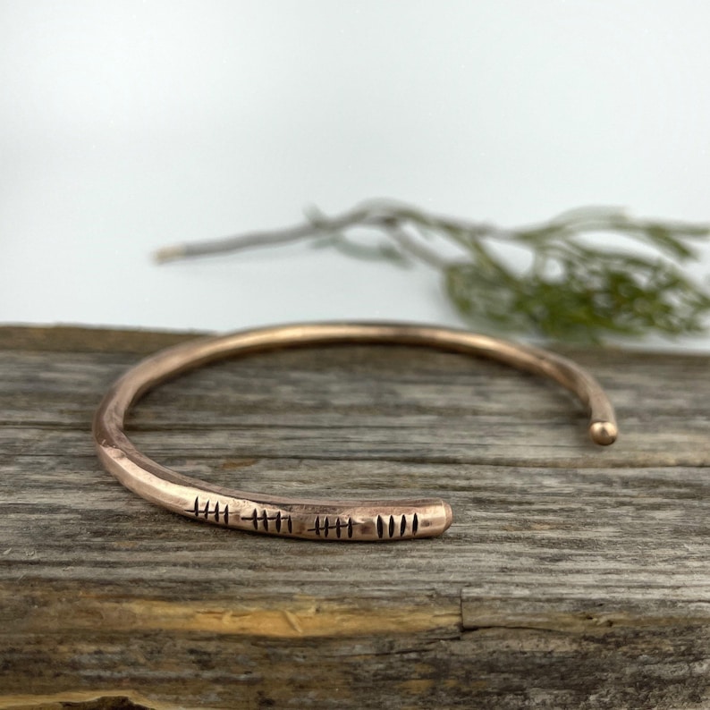 19th Anniversary gift for women, Bronze Anniversary Present, 19 years, Bronze Bracelet, Tally Marks Bild 5