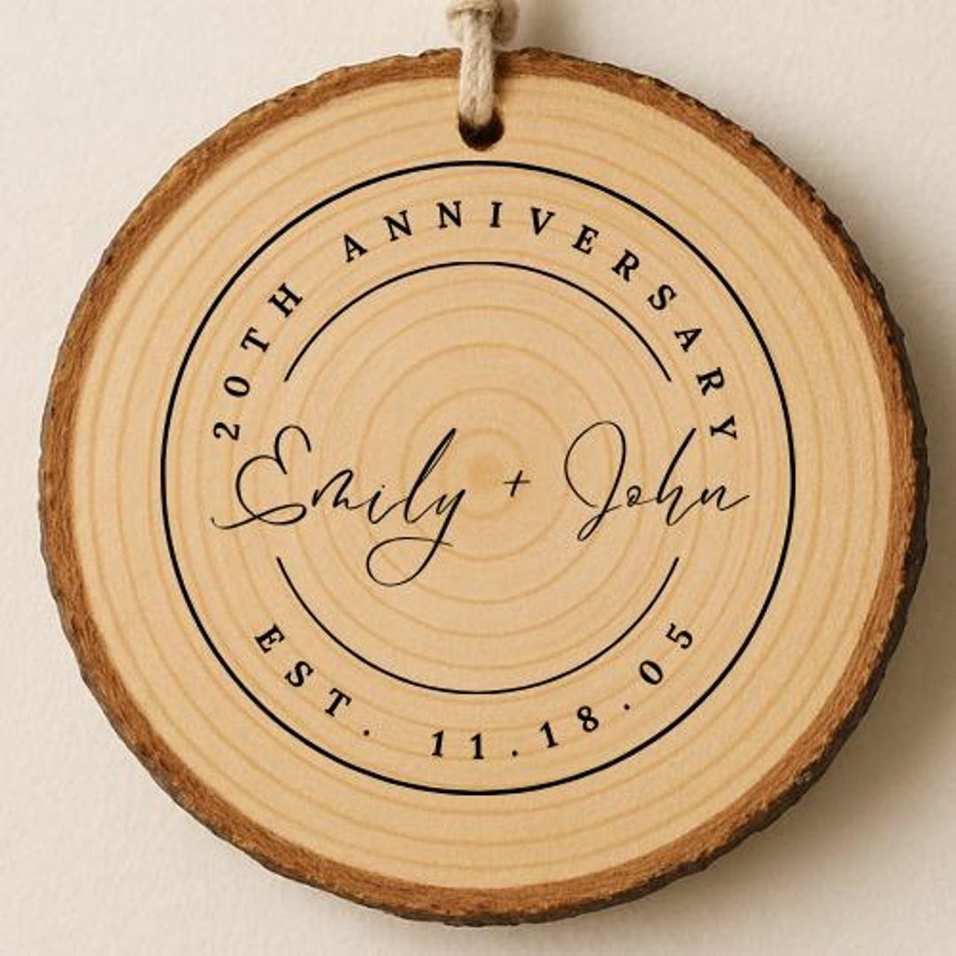 Custom Anniversary Ornament – Personalized Wood Slice Gift, Engraved ...