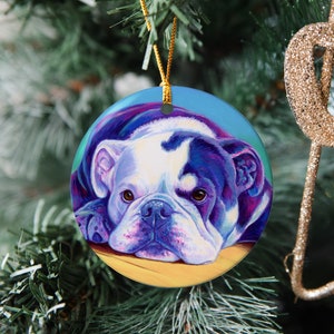 English Bulldog Cute Colorful Rainbow Dog Pop Art Ceramic Porcelain Ornament image 1