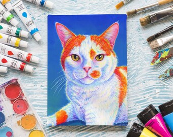 12" x 16" Custom Colorful Pet Portrait Pop Art Hand Painted Acrylic Painting on Stretched Canvas Dog Cat Memorial From Your Photo