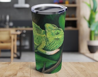 Female Piebald Veiled Chameleon Stainless Steel Tumbler Travel Mug 20oz