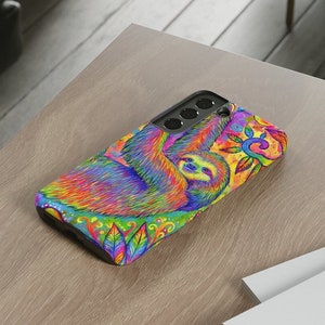 Psychedelic Rainbow Cute Sloth Tough Cell Phone Case Samsung Galaxy Google Pixel