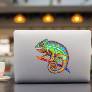 Colorful Rainbow Panther Chameleon Psychedelic Lizard Hippie Reptile Vinyl Stickers image 2