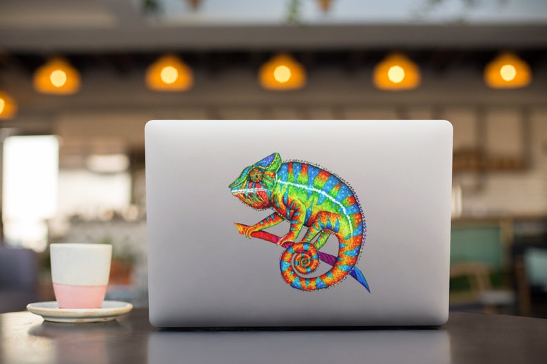 Colorful Rainbow Panther Chameleon Psychedelic Lizard Hippie Reptile Vinyl Stickers immagine 2