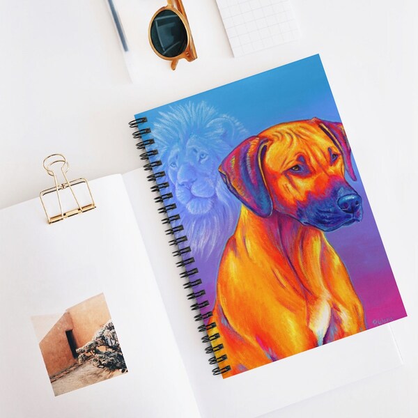 Rainbow Rhodesian Ridgeback Fantasy Lion Spirit Art Spiral Notebook Journal