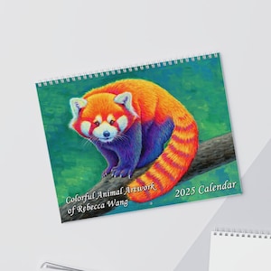 Psychedelic Animal Artwork of Rebecca Wang Wall Calendar Colorful Animal Pop Art 2025 Calendar