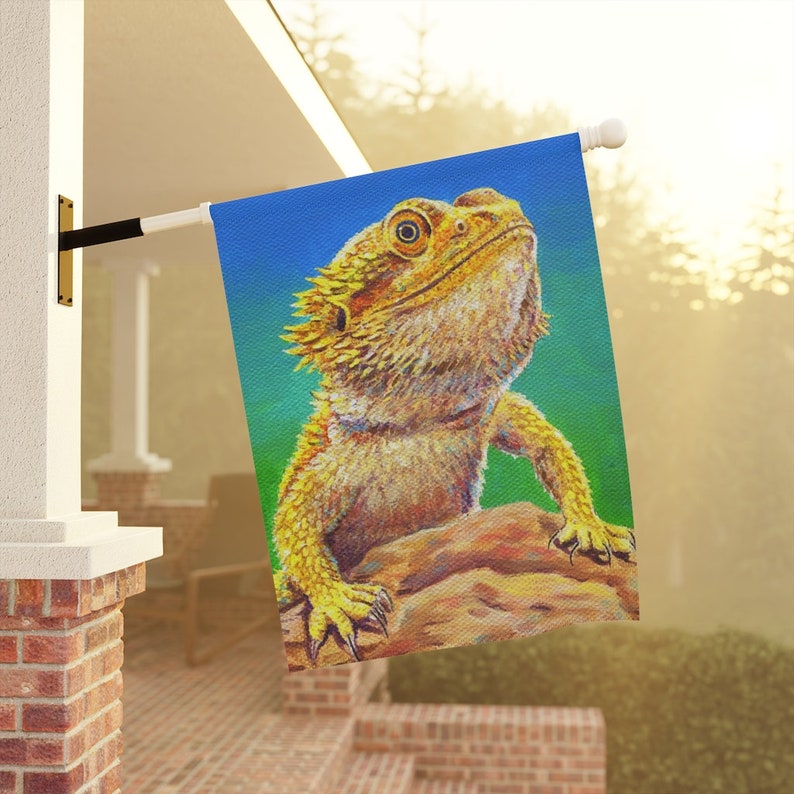 Colorful Bearded Dragon Cute Lizard Pet Reptile Art Garden Flag & House Banner Yard Décor image 4