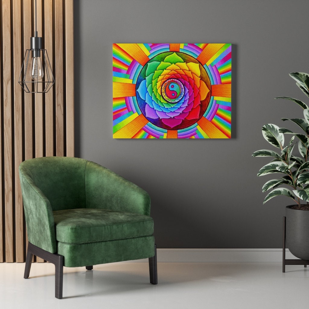 Healing Lotus Rainbow Yin Yang Mandala Psychedelic Trippy - Etsy