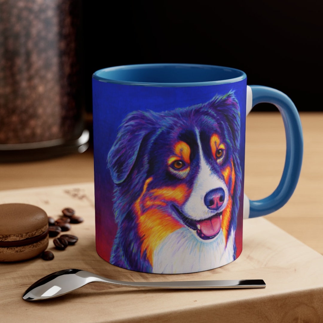 Colorful Tricolor Australian Shepherd Dog Cute Rainbow Aussie - Etsy