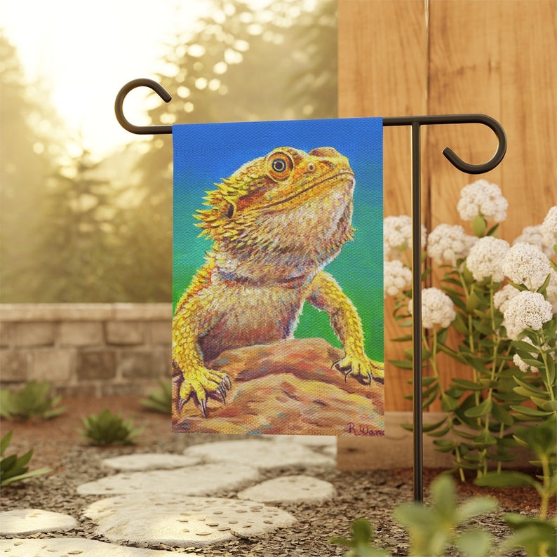 Colorful Bearded Dragon Cute Lizard Pet Reptile Art Garden Flag & House Banner Yard Décor image 2