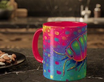 Rainbow Isopod Colorful Roly Psychedelic Poly Pill Bug Trippy Woodlouse Accent Coffee Mugs 11oz