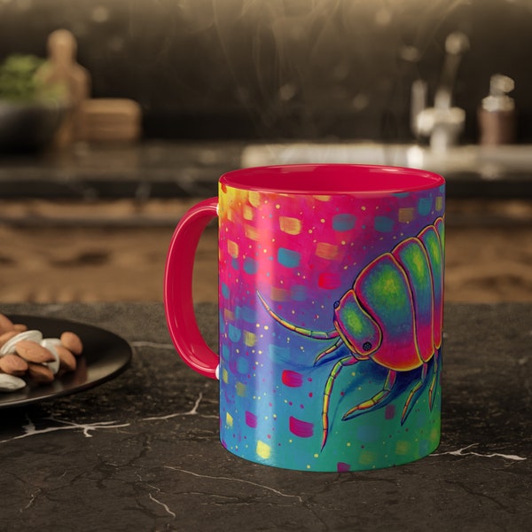 Rainbow Isopod Colorful Roly Psychedelic Poly Pill Bug Trippy Woodlouse Accent Coffee Mugs 11oz