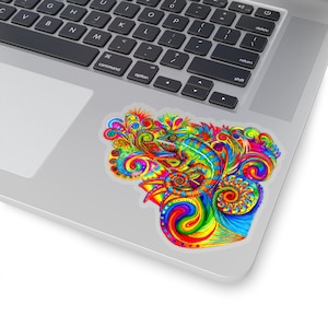 Psychedelic Rainbow Chameleon Trippy Reptile Hippie Lizard Vinyl Stickers
