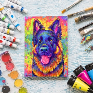 8&quot; x 10&quot; Custom Colorful Pet Portrait Pop Art Hand Painted Acrylic Painting on Stretched Canvas Dog Cat Memorial From Your Photo