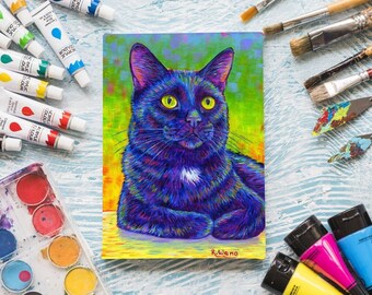 16" x 20" Custom Colorful Pet Portrait Pop Art Hand Painted Acrylic Painting on Stretched Canvas Dog Cat Memorial From Your Photo
