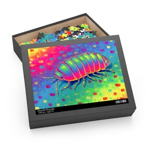 Rainbow Isopod Colorful Cute Roly Poly Psychedelic Pill Bug Trippy Woodlouse Jigsaw Puzzle 120, 252, 500-Piece image 5