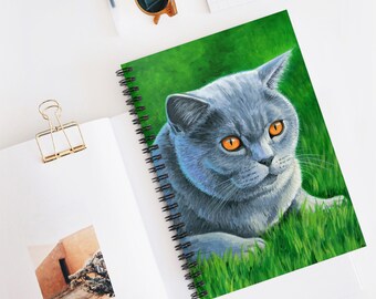 Grey British Shorthair Gray Cat Spiral Notebook Journal Diary