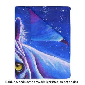 Double sided the same artwork is printed on both sides of the blanket