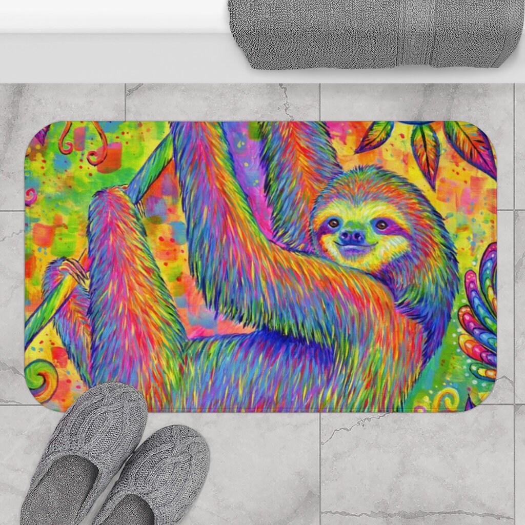 Sleeping Cute Sloth Floor Memory Foam Home Carpet Rug Non-slip Door Bath Mat 