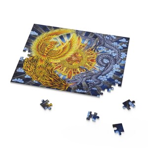 Phoenix and Dragon Fantasy Art Jigsaw Puzzle 120, 252, 500-Piece 10" × 8" (120 pcs)