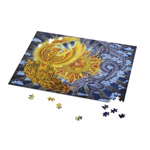 Phoenix and Dragon Fantasy Art Jigsaw Puzzle 120, 252, 500-Piece 20" × 16" (500 pcs)