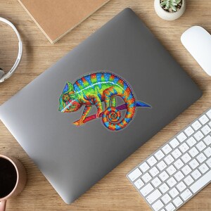 Colorful Rainbow Panther Chameleon Psychedelic Lizard Hippie Reptile Vinyl Stickers immagine 4