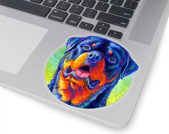Colorful Rainbow Rottweiler Dog Cute Trippy Rottie Vinyl Stickers