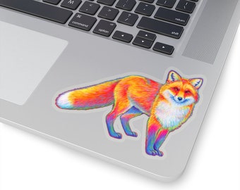 Rainbow Red Fox Cute Wild Animal Art Vinyl Sticker