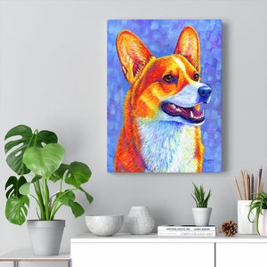 Colorful Rainbow Pembroke Welsh Corgi Cute Dog Canvas Wall Art Print