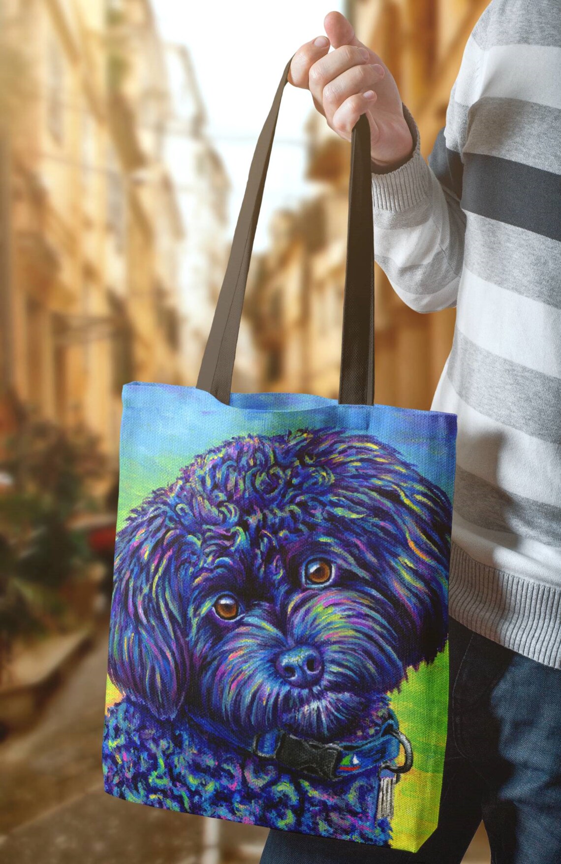 Rainbow Black Toy Poodle Tote Bag Etsy