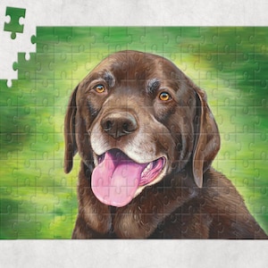 Cute Chocolate Labrador Retriever Dog Art Jigsaw Puzzle (120, 252, 500-Piece)