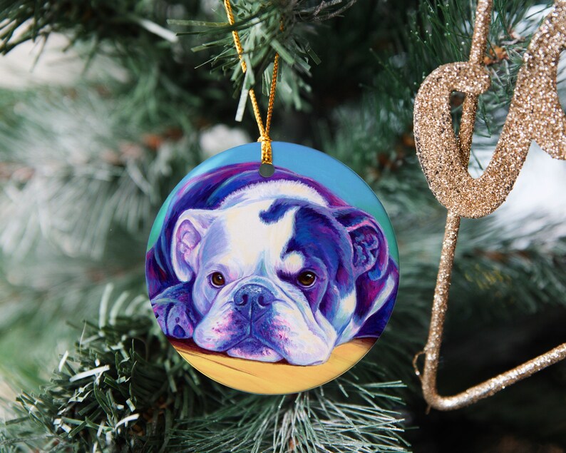 English Bulldog Cute Colorful Rainbow Dog Pop Art Ceramic Porcelain Ornament image 1