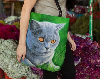 Grey British Shorthair Gray Cat Tote Bag