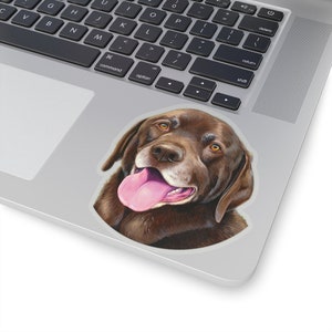 Cute Chocolate Labrador Retriever Dog Art Vinyl Sticker image 1
