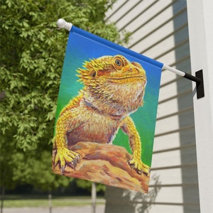 Colorful Bearded Dragon Cute Lizard Pet Reptile Art Garden Flag & House Banner Yard Décor 24.5'' × 32''