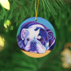 English Bulldog Cute Colorful Rainbow Dog Pop Art Ceramic Porcelain Ornament image 2