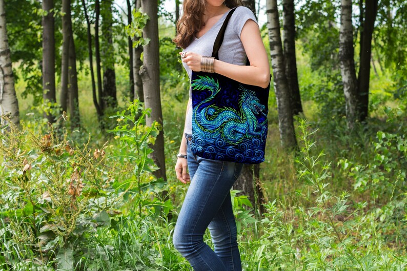 Chinese Azure Dragon Tote Bag