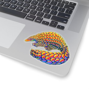 Psychedelic Rainbow Pangolin Trippy Scaly Anteater Groovy Hippie Cute Animals Vinyl Stickers